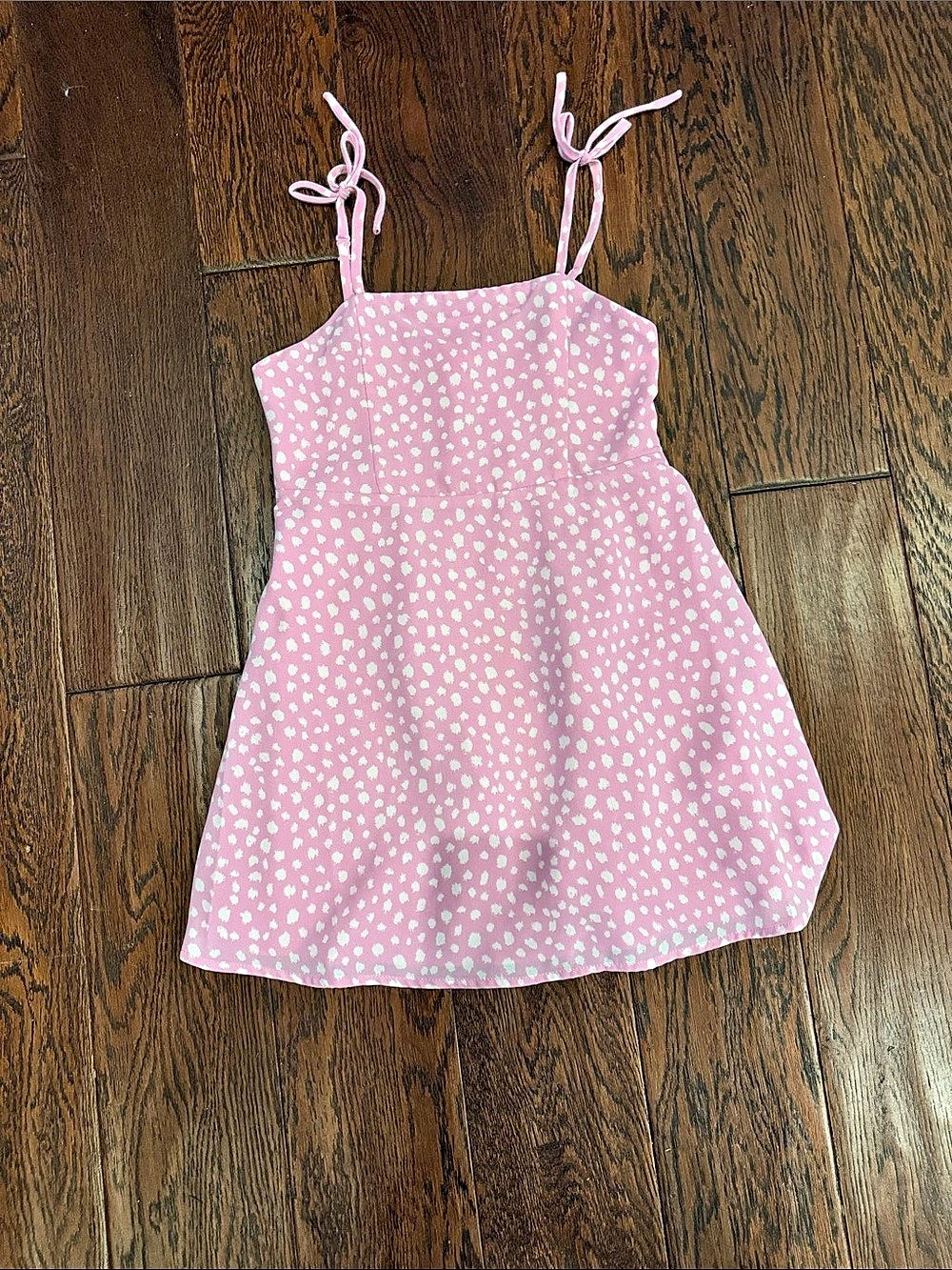 Pink & White Printed Casual Dress